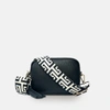 Apatchy London The Mini Tassel Black Leather Phone Bag With Black & Stone Maze Strap In Black