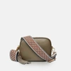 Apatchy London Bronze Leather Crossbody Bag With Gold Chain Strap In Grey