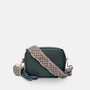 Apatchy London The Mini Tassel Dark Grey Leather Phone Bag With Tan Boho Strap In Grey