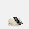 APATCHY LONDON THE MINI TASSEL STONE LEATHER PHONE BAG WITH BLACK & STONE ARROW STRAP