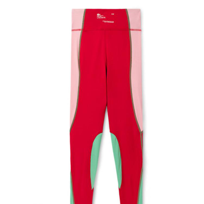 Lacoste 法国鳄鱼女装拼色时尚弹力透气健身裤运动裤长裤 In Red