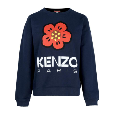 Kenzo Logo-print Cotton Sweater In Blue