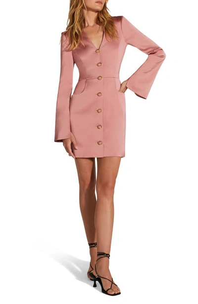 Favorite Daughter Women's Audrey Satin Long-sleeve Minidress In Dusty Rose