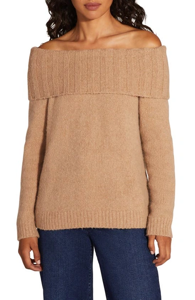 Favorite Daughter The Andrea Off The Shoulder Wool & Cashmere Blend Sweater In Almond