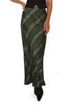 Favorite Daughter The Favorite Snake-pattern Woven Maxi Skirt In Green