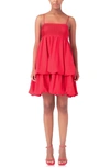 Endless Rose Pintuck Tiered Sundress In Red