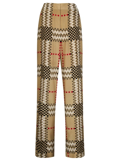 Burberry Jane Check-print Wide-leg Crepe Trousers In Default Title