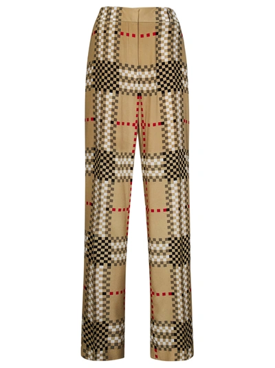 Burberry Jane Check-print Wide-leg Crepe Trousers In Brown