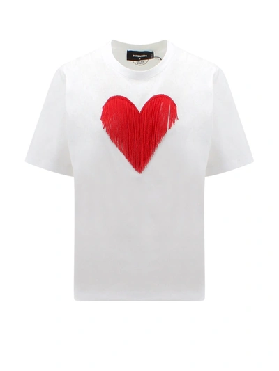 Dsquared2 I Love You Fringe Heart Tee In White