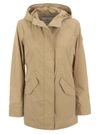 Woolrich Summer Button-front Parka Coat In Beige