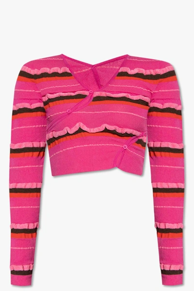 Jacquemus Striped Cropped Top In Pink