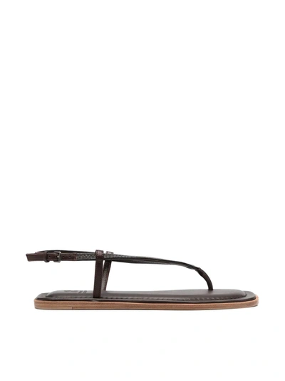 Brunello Cucinelli Slim Sandals In Dark Brown