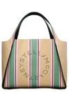 Stella Mccartney Embroidered Raffia Stella Logo Shopping Bag In Green