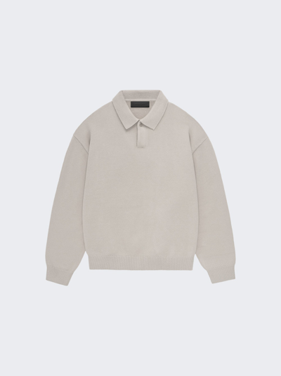 Essentials Knit Polo Sweater In Silver Cloud