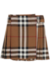 BURBERRY BURBERRY EXAGGERATED CHECK PLEATED WOOL MINI SKIRT WOMEN