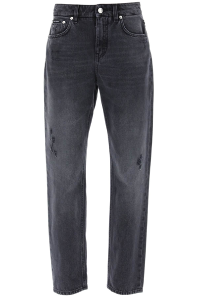 Dolce & Gabbana Boyfriend Jeans With Rips In Black