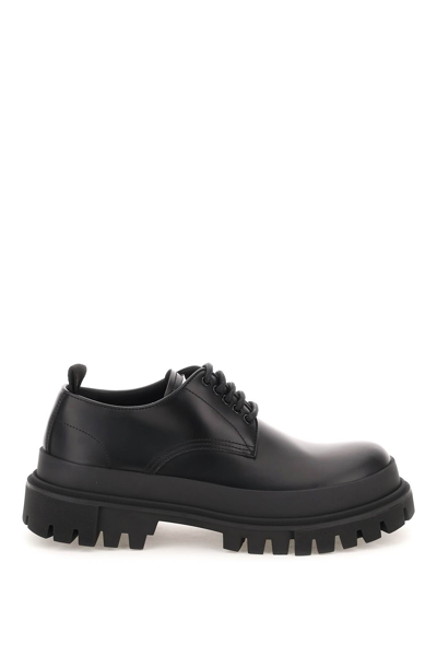 Dolce & Gabbana Leather Lace-up Shoes In Black