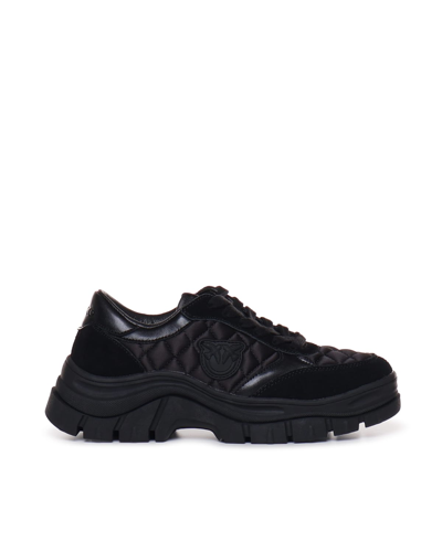 Pinko Logo Embroidered Quilted Low In Nero Limousine
