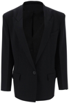 Attico Glen Oversized Blazer In Stretch Wool In Black