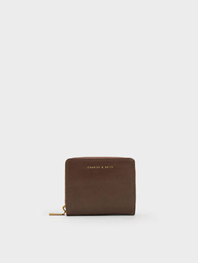 Charles & Keith Zip-around Small Wallet In Brown