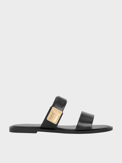 Charles & Keith Dove Double-strap Sandals In Black