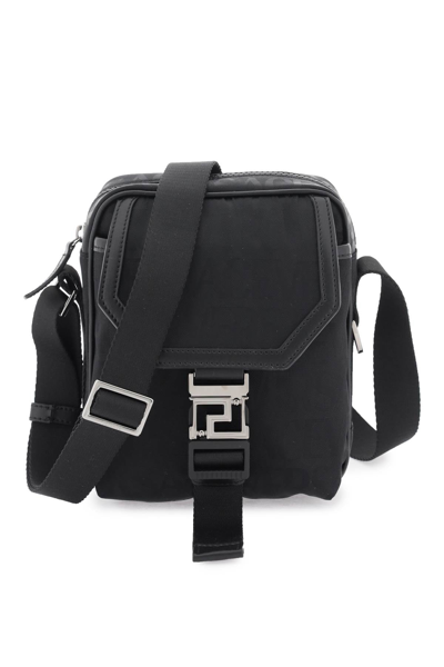 Versace Allover 'neo Nylon' Crossbody Bag Men In Black