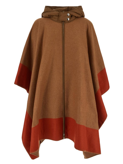 Etro Pegaso-jacquard Fine-knit Cape In Brown