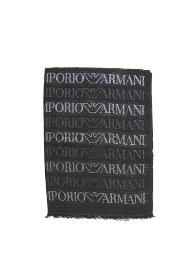 Emporio Armani Scarf In Black/grey