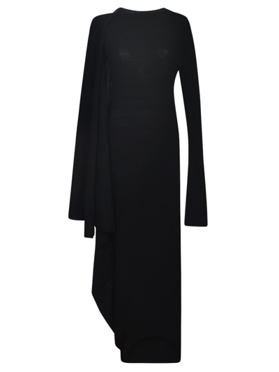 Ann Demeulemeester Zorka Long Asymmetric Draped Dress In Black