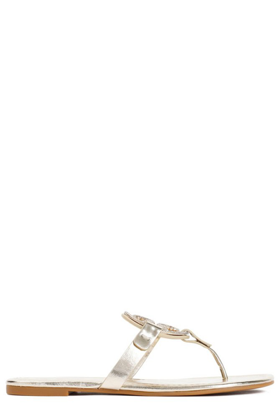 Tory Burch Miller Embellished Flat Sandals In Silver