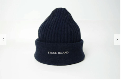 Pre-owned Archival Clothing X Stone Island Reversible Ribbed Beanie In Navy