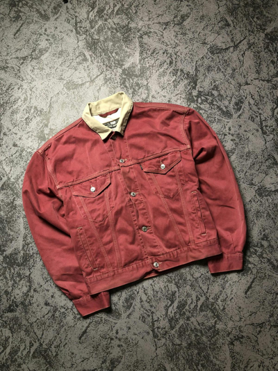 Pre-owned Levis X Levis Vintage Clothing Vintage Jeans Jacket Levis Black Label Italy 1993 In Red