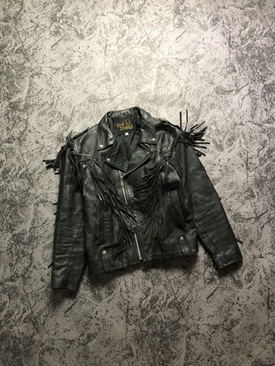 Pre-owned Avant Garde X Genuine Leather Vintage Avant Garde Leather Biker Jacket Cowboy Motorcycle In Black