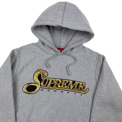 Pre-owned Supreme Sequin Viper Grey Hoodie