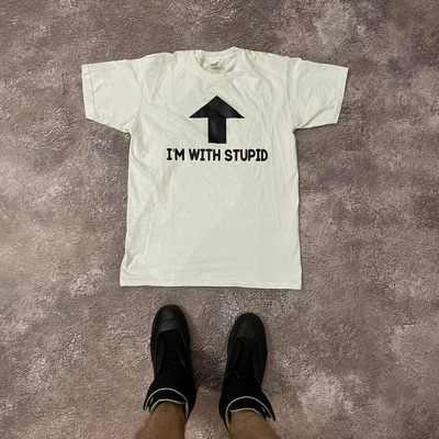 Pre-owned Humor X Vintage Y2k Adult “ I'm With Stupid “ Buymypiece Tee In Green