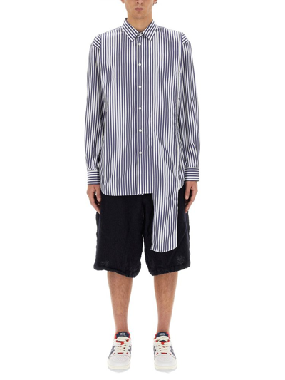 Comme Des Garçons Shirt Striped Layered Asymmetric Shirt In Multi