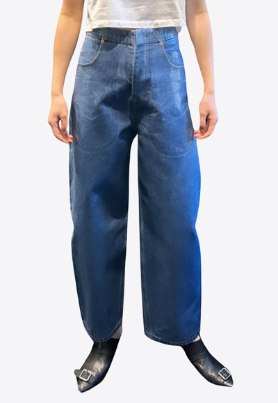 Mm6 Maison Margiela Coated Denim Pants In Blue