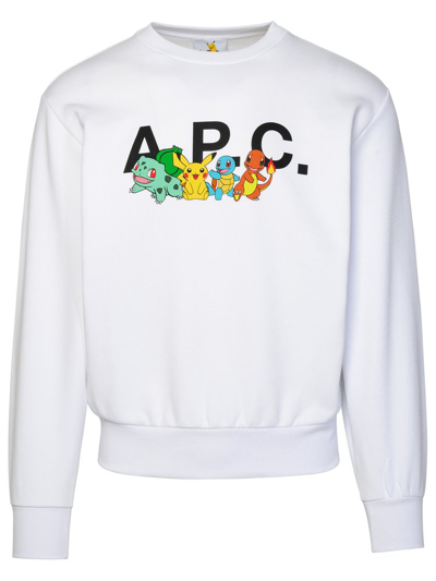 Apc A.p.c. Logo Printed Crewneck Sweater In White
