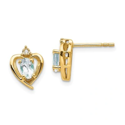 Pre-owned Jewelry 14k Diamond & Aquamarine Earrings In Yellow