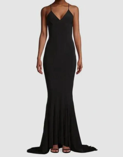 Pre-owned Norma Kamali $352  Women's Black Low-back Mermaid Fishtail Gown Dress Size M/38