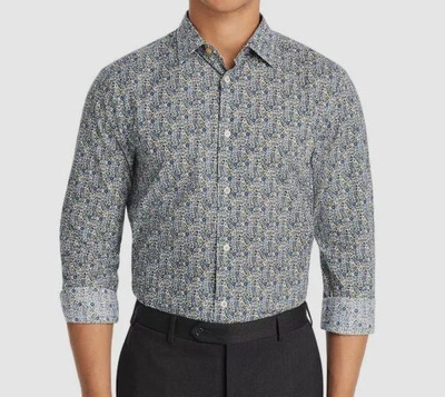 Pre-owned Paul Smith $260  Mens Slim Fit Blue Soho Floral Long-sleeve Dress Shirt Size 15.5