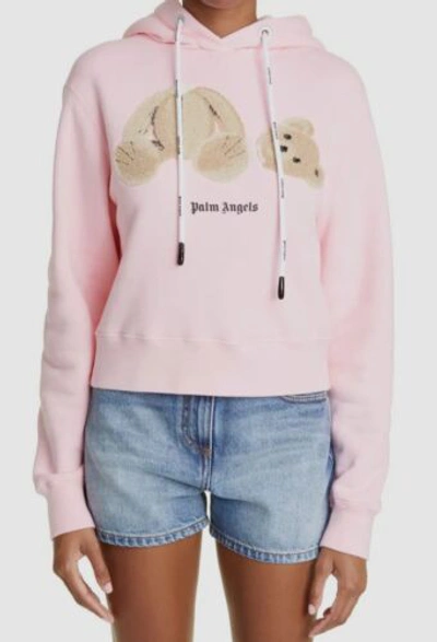 Pre-owned Palm Angels $826  Women's Pink Cotton Bear Applique Hoodie Sweater Size Xs