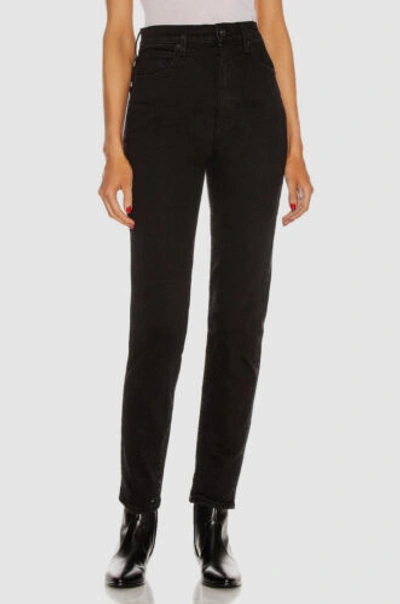 Pre-owned Slvrlake $259  Womens Black Beatnik Logo High Rise Slim Fit Jeans Pants Size 26