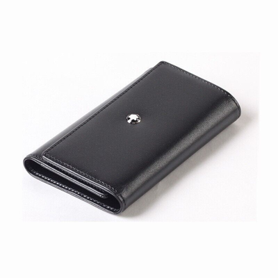 Pre-owned Montblanc Meisterstück Natural Leather Key Case Holder Wallet Organizer Cover In Black