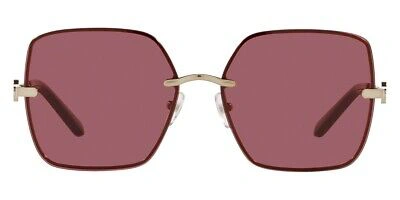 Pre-owned Tory Burch Ty6080 Sunglasses Women Gold Geometric 58mm 100% Authentic In Solid Bordeaux
