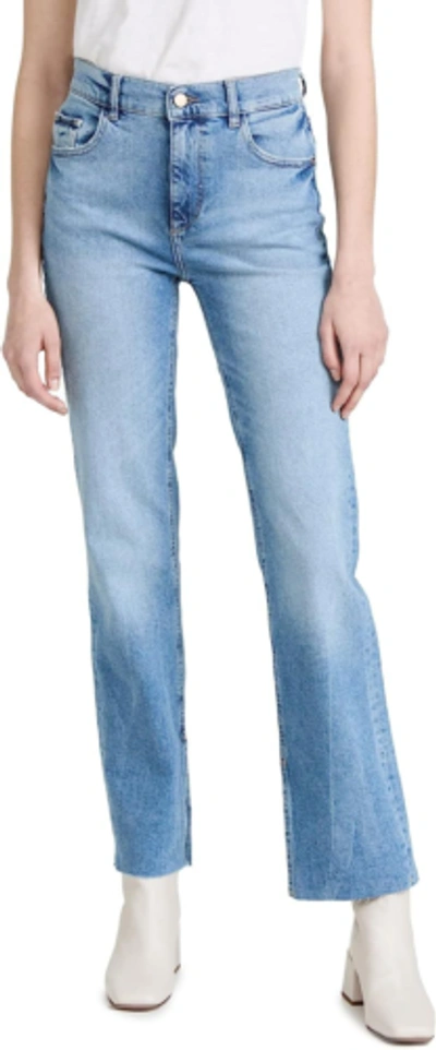 Pre-owned Dl1961 Women's Patti Straight: High Rise Jeans In Reef Raw