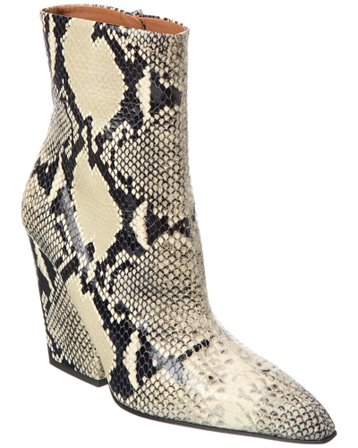 Pre-owned Paris Texas Jane Snake-embossed Leather Bootie Women's In White