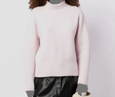 Pre-owned Vince $546  Women Pink Wool Cashmere Ribbed Turtle Neck Long Sleeve Sweater M