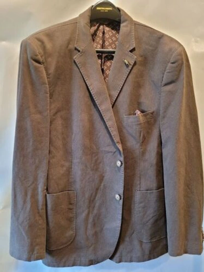 Pre-owned Johnston & Murphy Wash Print Blazer Brown Us Mens Size Xl (x-large) 49-1596