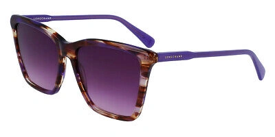 Pre-owned Longchamp Lo719s Sunglasses Women Purple Horn Square 56mm 100% Authentic